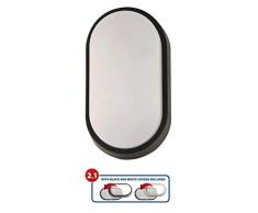 Velamp Tartaruga-XL2 Plafoniera/Applique Ovale LED. 1000 Lumen (14W). 2 cornici (Bianco e Nero) Incluse nella Confezione da Interno o Esterno: IP54. Luce Naturale 4000K