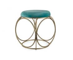 Galileo Casa Sgabello Tondo Velluto Tiffany 41x41x47cm, Ferro, Verde, Misure: Ã 41 x h. 47 cm