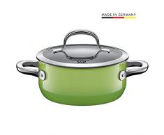 Silit Passion pentola Diametro 16Â cm Circa 1,3Â L beccuccio versatore in Vetro Manico Vuoto Silargan Funzione Ceramica induzione Lavabile in lavastoviglie, Smalto, Smalto, Verde, 28 x 23 x 15 cm