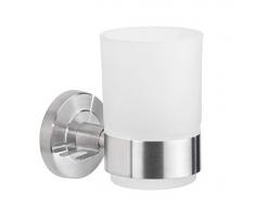 Porta Spazzolino da Parete di Ottone Argento//Cromo GRIFEMA IBIZA-G30106 Bicchiere con Supporto