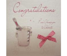 Bianche Carte di Cotone WB128 Rose-Mano Congratulazioni Carta di congratulazioni Champagne Secchio Modello Bianco