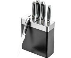 Esmeyer Stardust - Set coltelli da 5 Pezzi Stardust, con Ceppo Nero Massiccio, Manici dei coltelli in plastica ABS Nera