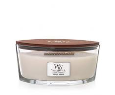Woodwick, Candela profumata con Pluswick Innovation, Foglia di paraffina e tuberosa, Clessidra Media