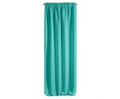 Design91 Tenda Liscia Blackout Oscurante con Nastro Arricciato, Tende, Semplice e Moderno, per Camera da Letto, cameretta dei Bambini, Soggiorno, Turchese, 135x270cm