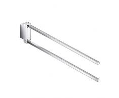 INDA A15150CR Divo Portasalviette Doppio a Snodo, Ottone Cromato, 2 x 39 x 8 cm