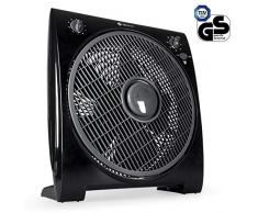 TECVANCE (32 cm 4 velocitÃ e Timer, Piccolo, Silenzioso e Potente, Macchina del Vento (50w) per Ogni Camera, Ventilatore a Scatola Compatta, Nero, 44 x 39,4 x 16,4 cm