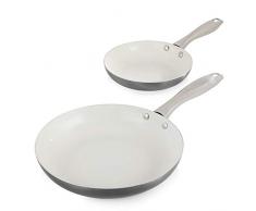 Morphy Richards 2Â Pezzi Set di padelle in Ceramica, 24Â e 28Â cm, Alluminio, Grigio, 28Â x 47Â x 9.5Â cm