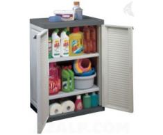 Keter Louvre Armadietto basso con 2 ripiani, resina, grigio, 91 x 65 x 45 cm