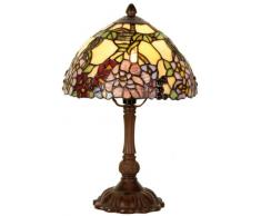 Lumilamp 5LL-1103 - Lampada da tavolo Tiffany, motivo floreale, multicolore, à 22 x 32 cm, 1 x E14 max 40 W Lampada da scrivania tiffany, in vetro colorato decorativo, stile retrò anticato