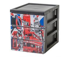 IRIS Ohyama, Scaffale Design Ufficio 3 cassetti - Stile Chest - CFS-A5, plastica, London Tema, 6 L, 19,1 x 25,8 x 22 cm