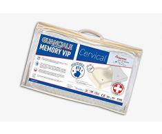 V.I.P. Cuscino MyVip Cervicale in Viscolattice Memory, Made in Italy, cm 51x32 h. 6/12, con profilo Ergonomico e zona centrale con foratura passante