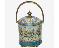 Better & Best P BR - Secchiello per ghiaccio in ceramicaBiarritz, rotondo, con manico lungo, decorato con motivi floreali, colore blu e oro, dimensioni: 22 x 22 x 32 cm,