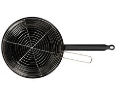 La Valenciana smaltato, 24 cm, Padella per friggere con 2 Manici, Colore: Nero, Nero, 26 cm