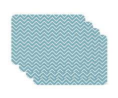 Venilia ÃP.Bleu Stampate Zigzag Spesso Blu, Tavola, Tovaglietta per Sala da Pranzo, a Prova di Cibo, 4 Pezzi, 30 x 450 cm, 59077, 30 x 45 cm