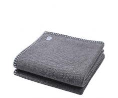 zoeppritz since 1828 Must Stitch - Coperta di Lana - Elegante Plaid in Pura Lana Vergine con Punto Uncinetto - 130x190 cm, Lana Vergine, 505 Powder Blue, 150 x 200 cm