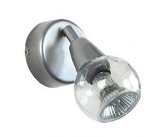 Tosel 70025 - Faretto da parete in lamiera dacciaio, vernice epossidica, vetro incrinato, E14, 100 W, trasparente