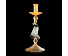 Arte di Murano Candelabro Singolo, Ambra Satinato/Cristallo, Piccola