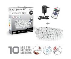 Suprema Kit Striscia LED 10 Metri 24W con Telecomando ed Alimentatore 24 W, Luce Naturale 4000K
