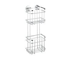 Wenko 21783100 Turbo-Loc - Mensola da Parete a 2 Ripiani, Montaggio a Parete Senza Fori, in Acciaio Inox Lucido, 18 x 47,5 x 12,5 cm