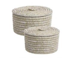 Dcasa - Set di 2 scatole Rotonde per conservare Decorazioni Natalizie, Articoli per la casa, Unisex, per Adulti, Multicolore (Multicolore), Unico