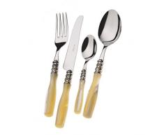 ARCAM-W5450 Arianna Panna Set Posate, 24 Pezzi, Cassapanca Legno WengÃ©