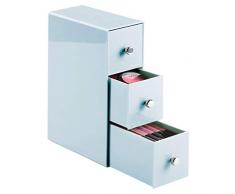 InterDesign Organizer da ufficio per graffette/foglietti adesivi/evidenziatori/nastro adesivo con 3Â cassetti ribaltabili, colore azzurro uova di pettirosso