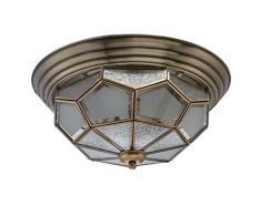 Lampada da soffitto in ottone, vetro opaco, stile Tiffany, casa di campagna, Ø38 cm, 3 luci escluse E14, 3 x 40 W, 230 V.