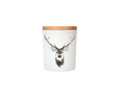 LE CHAT Candela Vetro Decoro Cervo con Coperchio Legno