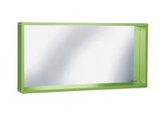 MIAMI - Specchio da Parete con Cornice e ripiano, Legno, Verde, 13 x 110 x 55 cm