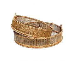 Vassoi Rotondi in Rattan, Naturale, Set di 2