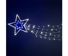 XMASKING Stella acrilica Doppia a 6 Code, 180 cm, 150 LED Bianco Freddo e Blu, Effetto Flashing, Stelle Luminose, Decorazioni Natalizie, luci di Natale