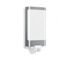 Steinel Lampada da parete per esterni L 240 LED in acciaio inox - Luce da muro con rilevatore di movimento a 180Â°, portata max. 10 m, 7,5 W, colore bianco caldo