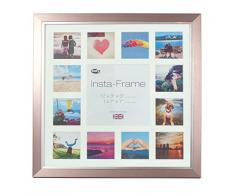 Inov Agosto 16 x 40.64 cm Instaframe Quadro per Instagram 13 / timbratura Foto in Bianco a Scacchi con la stuoia e Bordo Bianco, di Peltro con Bordo in Argento