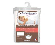 Notte di Francia 331862Â Protegge materasso impermeabile in forma lenzuola singolo singolo Berretto Cotone Bianco, bianco, 140/200