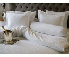 HnL Living Heckett Lane - Biancheria da Letto, 100% Cotone makò Satinato, a Righe, 155 x 220 cm (80 x 80), Bianco