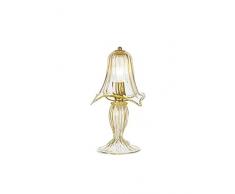 Rossini Illuminazione Floral Lampada da Tavolo Vetro di Murano E14, 42 W, Oro