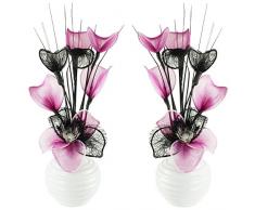 Coppia di vasi bianchi con fiori artificiali, ornamenti per soggiorno, davanzale della finestra, accessori per la casa, 32 cm