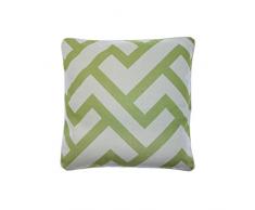 ZONS Cuscino Geometrico 45 x 45 cm con Bordo dello Stesso Tessuto (4 Colori) + Imbottitura 480 g (Verde)