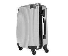 Trolley da Cabina Bagaglio a Mano Bangkok , Capienza 49 Litri, 55 x 36 x 21 cm,Ideale a bordo di EasyJet Ryanair Alitalia Meridiana WizzAir, Trolley in ABS e Policarbonato, Colore Grigio Silver