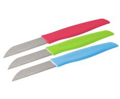 NIROSTA 43207 FACKELMANN - Coltello Tropical per verdure, in plastica/acciaio INOX, 17 cm, colore corallo/verde/blu