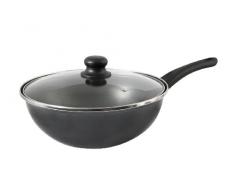 Crealys 510089 - Wok con Rivestimento in Acciaio, Manico in bachelite, Ã¸ 28 cm, Colore: Nero
