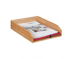 Relaxdays - Portadocumenti in bambù, Perforato, impilabile, Formato A4, per scrivania, Ufficio, Altezza: ca. 7 x 25 x 33 cm, Colore Naturale