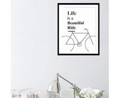 Walplus 29x36.25 cm adesivi da parete cornice BICICLETTA citazione rimovibile autoadesivo arte murale decalcomania vinile DECORAZIONE CASA fai-da-te VIVENTE ufficio camera letto carta parati