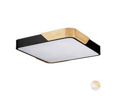 Relaxdays Plafoniera Quadrata con Luci a LED, Applique da Soffitto, 24W, Nero, HxLxP: 5 x 40 x 40 cm