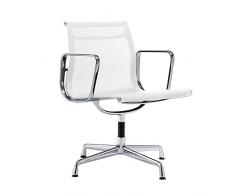 Lo+DeModa Screen Confidence Set di 2 Sedia da Ufficio, Alluminio/Screen, Screen Bianco, 78x65x11 cm
