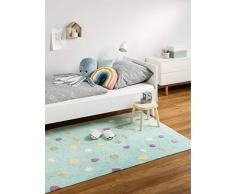 benuta - Tappeto per Bambini Bambini Dots, Cotone, Turchese, 150x225 cm
