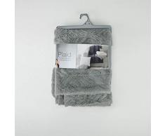 Douceur d Interno Plaid 180Â x 220Â cm Finta Pelliccia Luxor, Poliestere, Grigio, 220Â x 180Â cm
