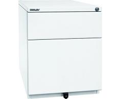 Bisley - Cassettiera a rotelle Oba con ripiano Superiore da 25 mm, 1 cassetto Universale e 1 cassetto, in Metallo, Colore: Bianco Traffico 696, 56,5 x 42 x 51,9 cm