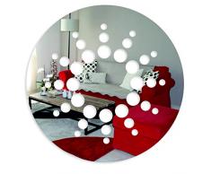 FLEXISTYLE - Specchio Decorativo a Forma di Disco, con Decorazione Moderna, 3 mm di Acrilico, per Soggiorno, Camera da Letto, corridoio, infrangibile, Decorazione Fai da Te, Argento