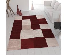VIMODA florida1166 TAPPETO MODERNO Designer, squared e puntinato, fitta, Ökotex Certified, Wein Rot, 80 x 150 cm
